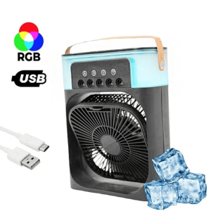 Ventilador Portátil Iluminação Umidificador Climatizador USB De Mesa