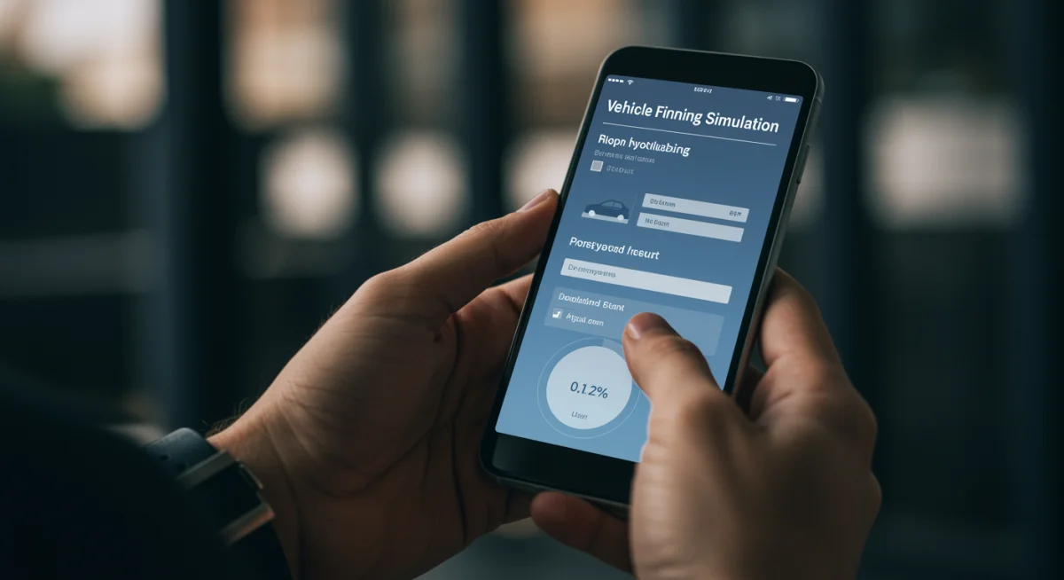 Aplicativo de simulador de financiamento de carro em smartphone