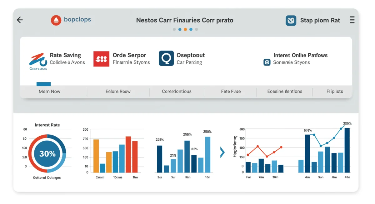 Gráfico comparativo de taxas de juros de financiamento de carro em cinco plataformas online, destacando a economia potencial.