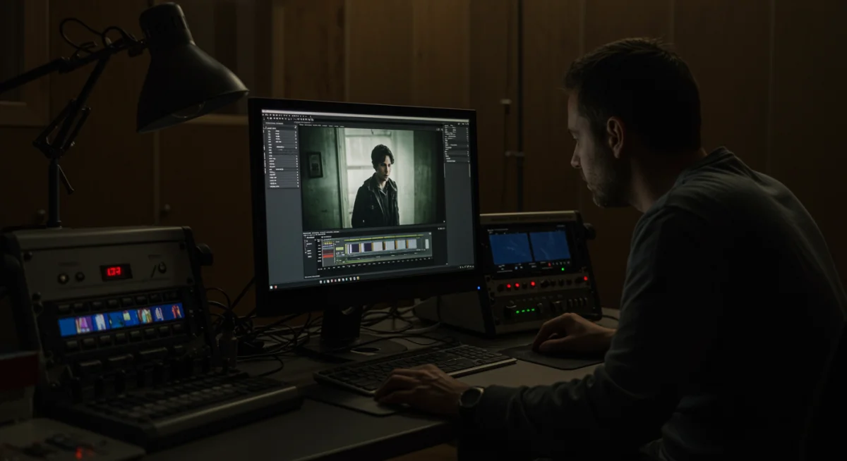 Filmmaker editing director's cut short drama