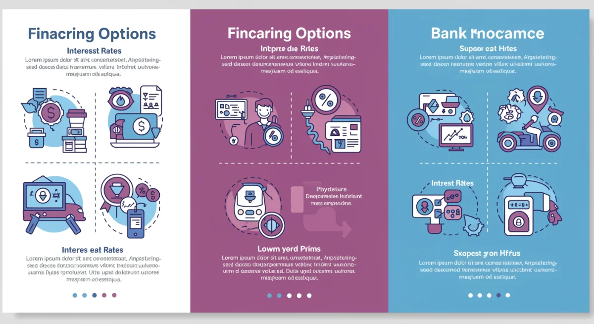 Infográfico detalhado sobre opções de financiamento para veículos elétricos e híbridos, com taxas de juros e incentivos governamentais.