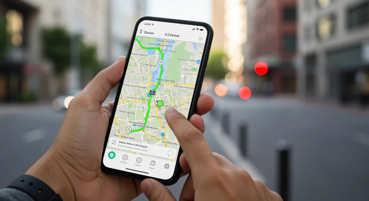Tela de smartphone mostrando rotas alternativas sem pedágio, com foco em planejamento de viagem inteligente.