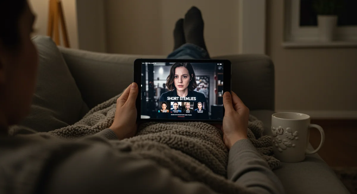 Person enjoying a short drama series on a tablet at home