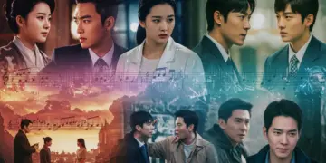 Captivating collage of Asian drama scenes with musical elements, symbolizing the impact of OSTs.