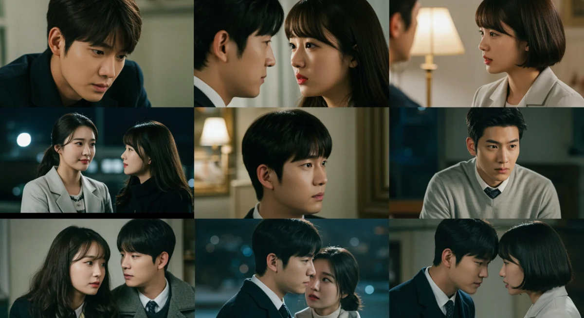 Collage of iconic classic K-drama romance scenes