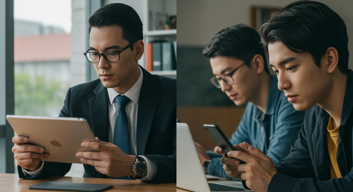 Busy individuals watching short dramas during short breaks