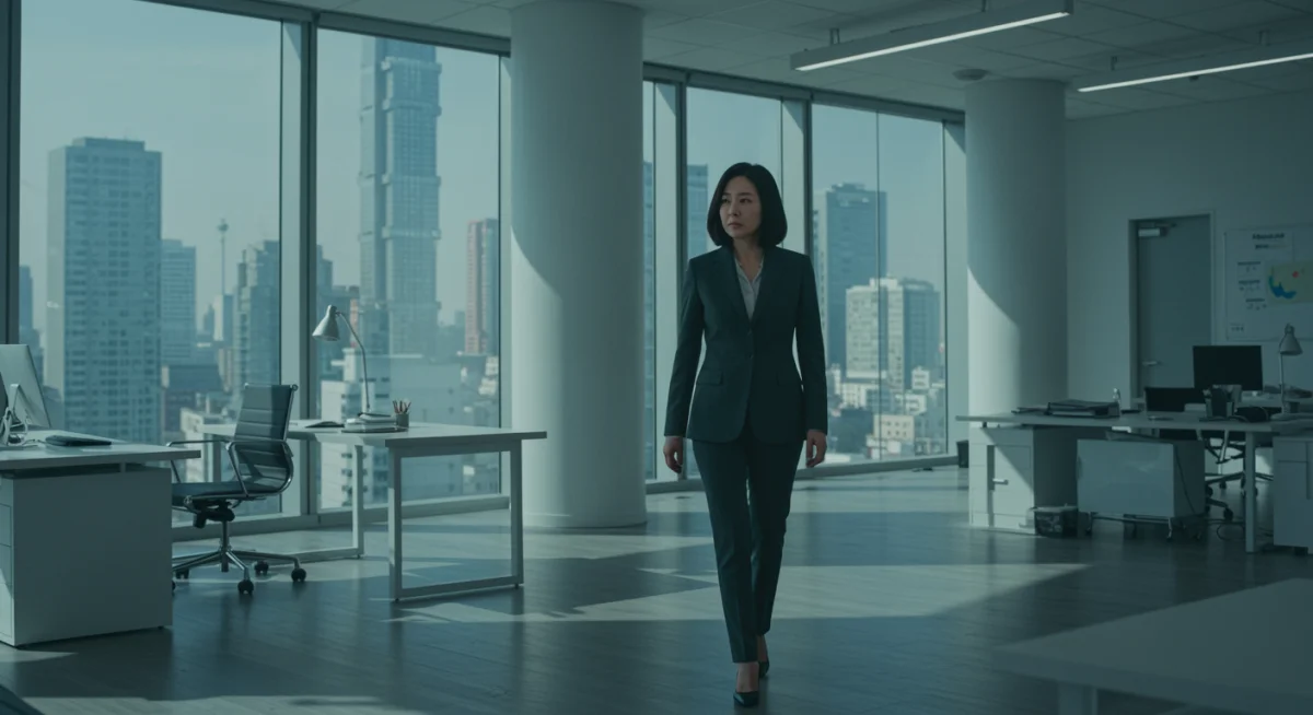 Do Do-hee, played by Kim Yoo-jung, in a striking corporate power pose.