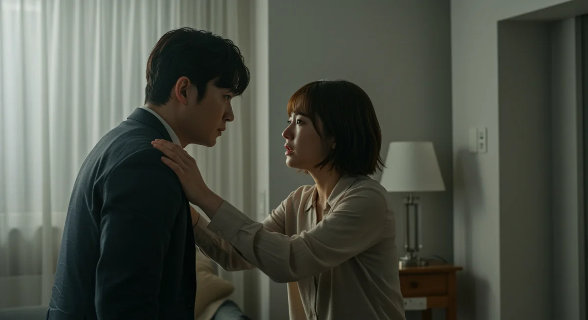 Intense emotional scene from an award-winning short drama.