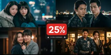 Collage of diverse global drama scenes illustrating increased US viewership in 2024
