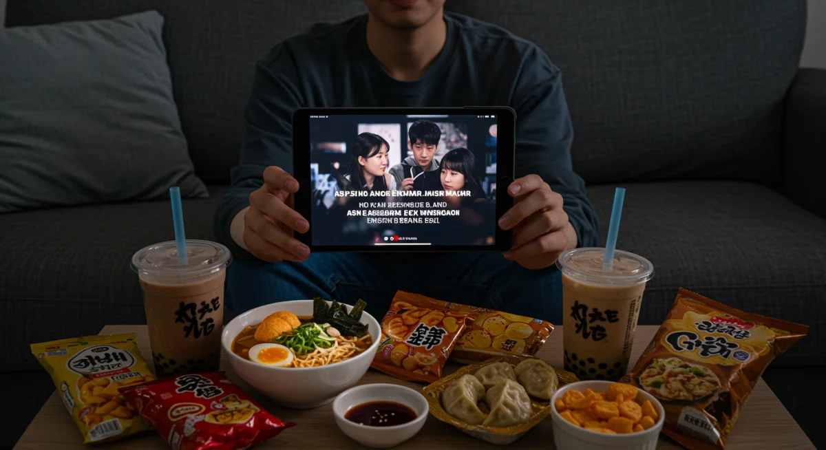 Viewer enjoying an Asian drama on a tablet with clear subtitles.