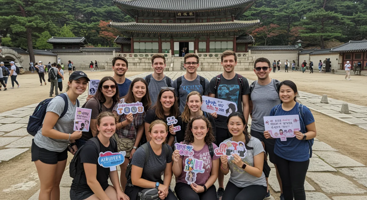 American tourists at a K-drama filming location in Seoul