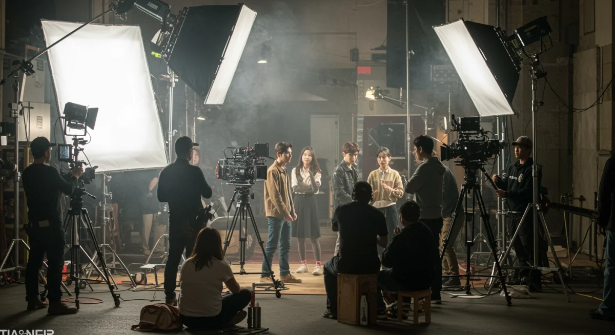 K-drama filming on location in a US city