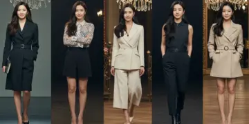 Five K-drama leading ladies showcasing their unique and trendsetting fashion styles from popular dramas.