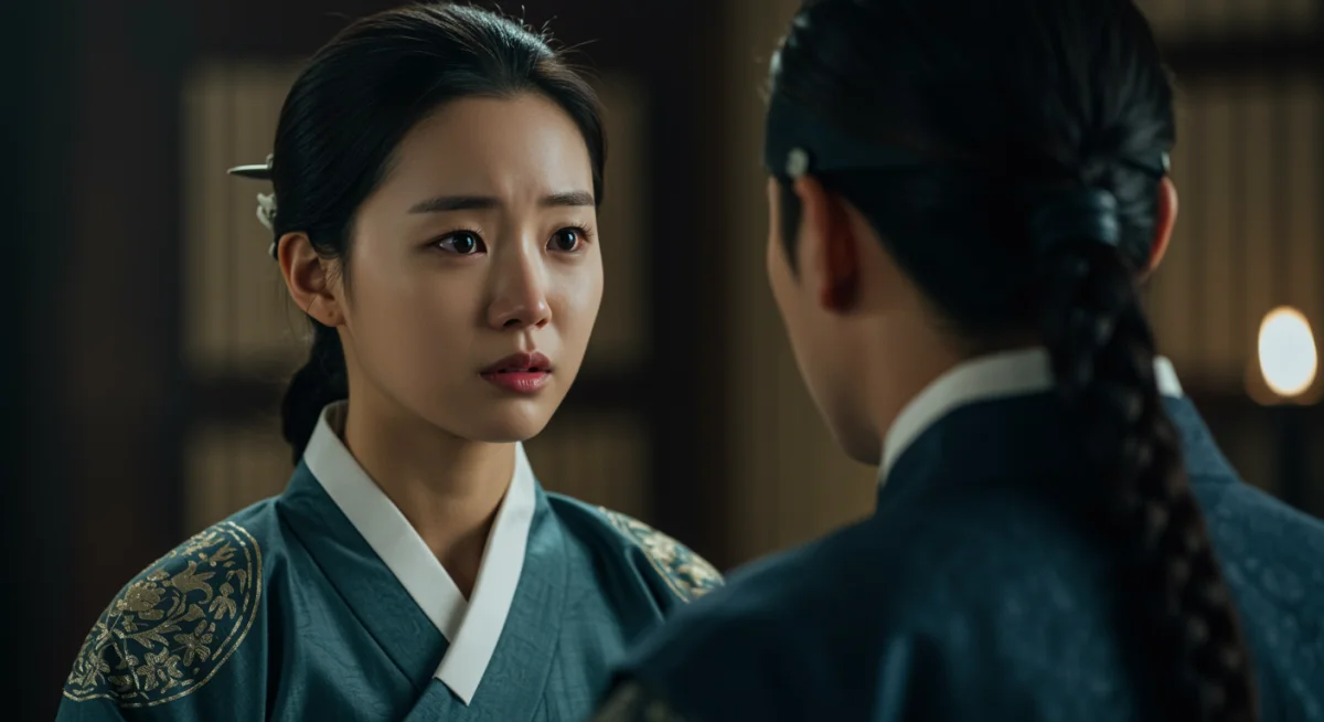 Kim Go-eun in a poignant historical scene from Guardian, expressing deep emotion