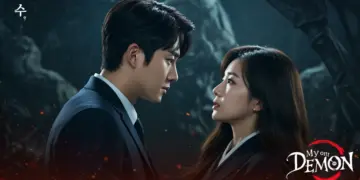 Promotional image for My Demon, featuring leads Song Kang and Kim Yoo-jung in a romantic embrace.