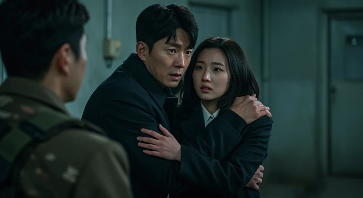 Ri Jeong-hyeok protecting Yoon Se-ri in North Korea, highlighting their forbidden love and challenges.