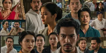 Diverse short drama scenes on digital screens, showcasing global appeal and accessibility.