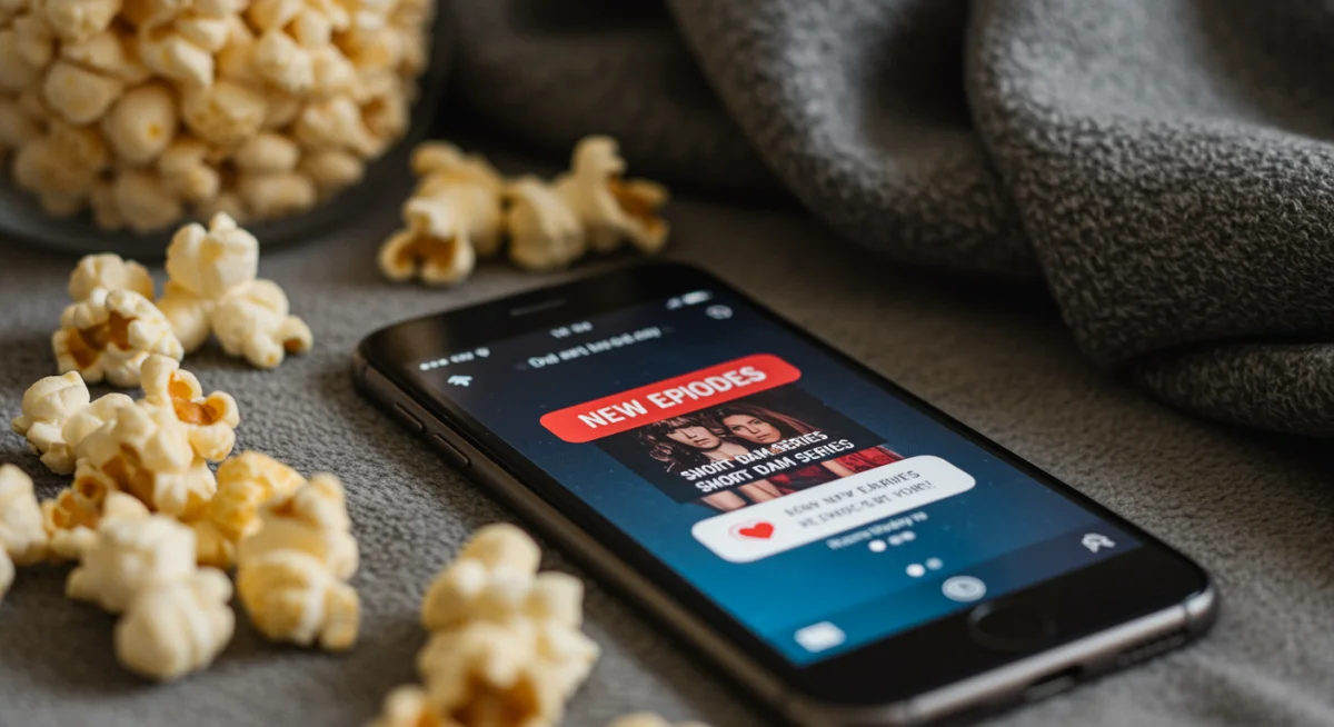 Smartphone showing new short drama episodes alert on streaming platform