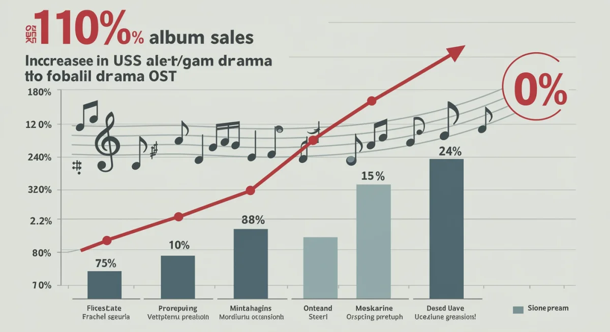 Infographic showing 10% rise in US album sales from global drama OSTs.