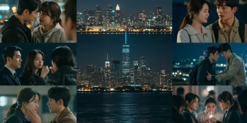 Vibrant collage of diverse Asian drama scenes against a city skyline, representing cultural shift.