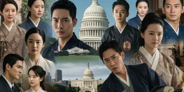 Vibrant collage depicting the impact of Asian dramas on US cultural perceptions, featuring diverse scenes and characters.