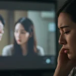 Asian Drama OSTs: Music's Impact on US Cultural Connection 2026 Emotional US viewer listening to Asian drama soundtrack, connecting with the story.