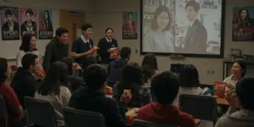 High school students engaging with Asian drama club activities