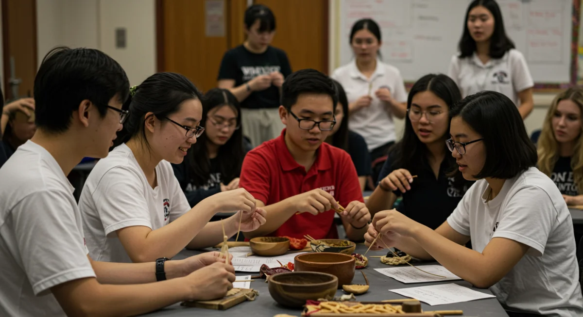 High school students participating in cultural activities