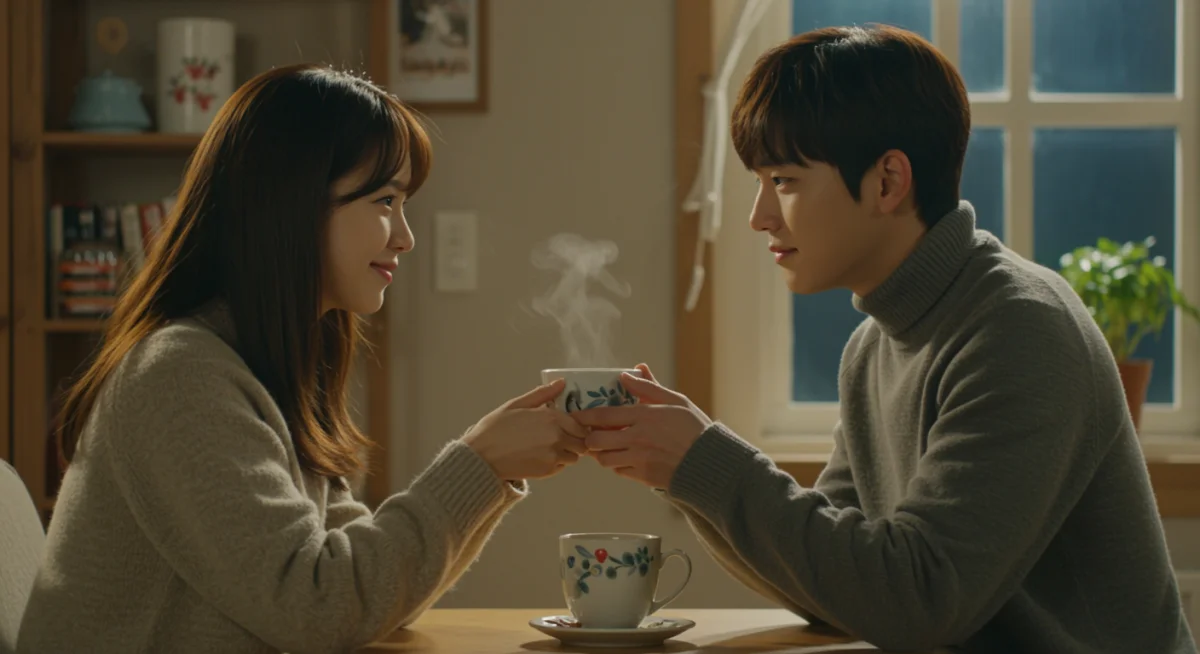 K-Drama couple sharing a comforting moment