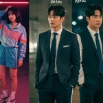 Evolution of K-drama fashion styles across decades, highlighting iconic outfits